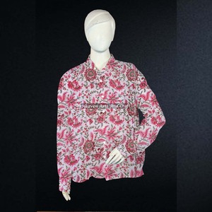 Bohemian Cotton Block Print Full Sleeve Shirt Women's Lightweight Summer Shirt, Casual <b>Hippie</b>-Inspire Boho Shirt - Product Image 6