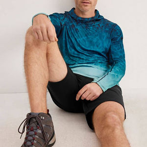 Camisa de Pesca con Capucha de Manga Larga para Hombre, Estampado Sublimado en Degradado Azul Verde, Protección UPF 50 Anti UV, Top Deportivo para Exteriores - Product Image 3