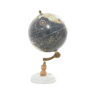 Globo Terráqueo Decorativo Negro con Base de Mármol Blanco y Soporte de Pedestal de Madera - Product Image 2