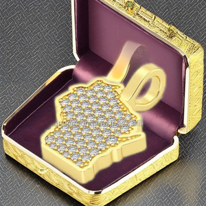 Customized 14K Solid Gold Hip Hop Necklace Iced south Wisconsin State Country <b>Map</b> Flashy Natural Diamond Fine Pendants & Charms - Product Image 6