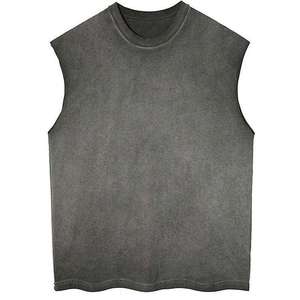 Débardeur sans manches gris pour homme, col rond, 100% coton, tricoté, couleur unie, logo sur le devant - Product Image 6