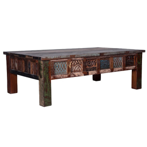 Table basse vintage en bois massif récupéré, mobilier populaire pour salon, taille personnalisable - Product Image 2