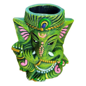 Jarrón Decorativo de Arcilla Hecho a Mano con Diseño Art Deco de Lord Ganesha (Diseño Vertical) para Decoración del Hogar, Cumpleaños - Product Image 1