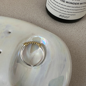 Bague torsadée en argent sterling S925, style coréen, contraste or et argent, simple, tendance, rétro, vente en gros - Product Image 4