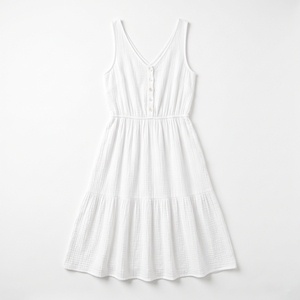 Women's Summer Cotton Gauze Midi <b>Dress</b> Ultra-Light Airy Casual Resort <b>Dress</b> OEM ODM Wholesale Factory Private Labe - Product Image 1