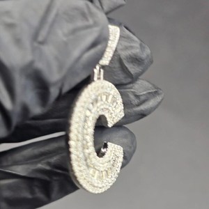 Iced Out Luxury Custom Letter C VVS Moissanite Diamond Rhodium Plated 925 Sterling <b>Silver</b> <b>Charm</b> Pendant For Unisex Wear - Product Image 3