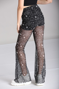 Sexy Hollow Out Tight Fitting men and Women's <b>Perspective</b> Mesh Lace Knitting Long Pants Piece Set - Product Image 5
