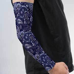 Manchon de bras personnalisé pour homme, imprimé cachemire bleu, anti-UV, compression rafraîchissante pour le cyclisme et les sports de plein air, design respirant pour adulte 2026 - Product Image 3