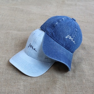 Casquettes de baseball déstructurées 6 panneaux en denim sergé de haute qualité, style rétro, avec logo brodé personnalisé, vintage, décontractées, sportives, effet délavé, type « Dad Hat » - Product Image 4