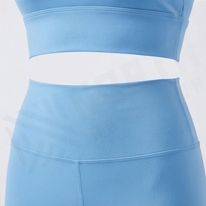 Conjunto de yoga sin costuras para mujer, estilo chaleco de una pieza, sujetador deportivo, pantalones cortos de cintura alta con efecto levanta glúteos, traje de entrenamiento físico. - Product Image 5