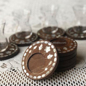 Novedad 2026: Plato para Té de Nácar Negro, Posavasos con Diseño Cónico, Tazas y Platillos Ecológicos de Origen Tradicional de la India - Product Image 5