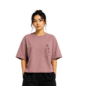 Custom Womens Boxy T Shirt Premium Cotton <b>Drop</b> Shoulder Short Sleeve Tee Casual Streetwear OEM ODM Wholesale Apparel Manufacture - Product Image 3
