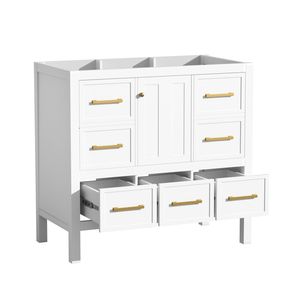 Mobile bagno da 36 pollici con telaio in legno massello, 5 cassetti, autoportante, senza lavabo, chiusura ammortizzata - Product Image 6