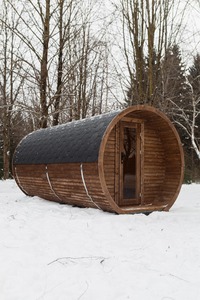 Sauna de barril para exteriores premium para 6 personas con vestuario - Product Image 2