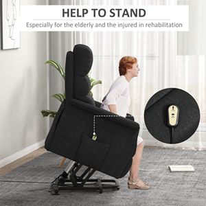Poltrona Reclinabile Elettrica Moderna Nera con Telecomando, Reclinabile Completamente, Rivestimento in Pelle, Struttura in Legno, Girevole, Imbottita in Spugna - Product Image 4