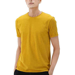 T-shirt col rond jaune moutarde pour homme, manches courtes, décontracté, été, basique, personnalisable, logo OEM ODM, vente en gros de vêtements - Product Image 3