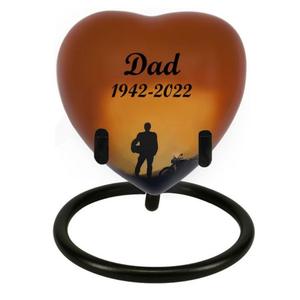 Urna Funeraria Artesanal en Forma de Corazón con Base, Diseños Personalizados, Última Llegada, Urnas Metálicas para Cenizas de Adultos - Product Image 1