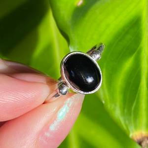 Natural Minimalistic <b>Black</b> Onyx <b>Ring</b> 925 Sterling Silver Handmade Marquise Gothic Whimsical Simple Jewelry Gift - Product Image 3