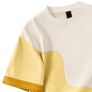 เสื้อยืดคอกลมแขนสั้นผู้ชาย ทรงโอเวอร์ไซส์ สีบล็อก  ผ้าโพลีเอสเตอร์/คอตตอน  ใส่สบายๆ  ไม่มีลายโลโก้ด้านหน้า  เหมาะสำหรับใส่ในฤดูร้อน  สไตล์สตรีทแวร์  ใส่ได้ทุกวัน - Product Image 3