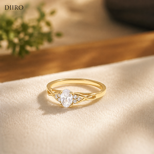 Oval Cut Engagement Diamond <b>Ring</b> 14K Yellow Gold Plated Bridal Wedding <b>Ring</b> <b>Band</b> Romantic Moissanite Jewelry - Product Image 1