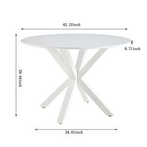 42.1\" White Mid-Century <b>Dining</b> <b>Table</b> with Mdf <b>Top</b> Pedestal Design for 4-6 People for Leisure Coffee or End <b>Table</b> Use - Product Image 6