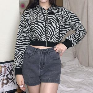 Sweat-shirt à capuche pour femme à imprimé zèbre, manches longues, style streetwear décontracté, tendance, vêtements personnalisés en gros, USA - Product Image 3