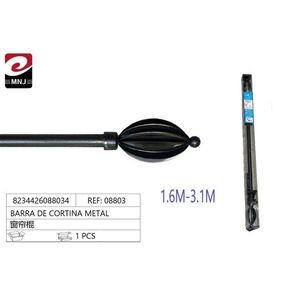 Asta per Tende in Metallo Mnj 1.6M-3.1M Regolabile Finitura Nera - Product Image 1