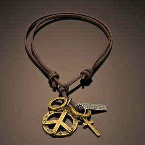 Fashion Pendant Necklace 1.2-Inch Pure Stainless Steel <b>Cross</b> Pendant with Adjustable Leather Rope for <b>Men</b> & Boys - Product Image 5