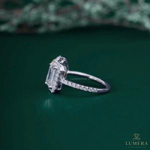 Fancy Yellow Oval Diamond Halo Engagement & Wedding <b>Ring</b> 14K/18K White Gold Synthetic Lab Grown Luxury for Women - Product Image 5