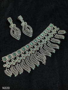 Classic American Diamond Bridal Jewelry Set Two-Piece <b>Necklace</b> <b>and</b> <b>Earrings</b> for Wedding Fashionable Classic Style - Product Image 5