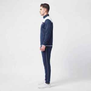 Ensemble de survêtement décontracté pour homme Hawk Eye, bleu marine uni, respirant, 100% coton, fermeture éclair intégrale, poches latérales, coupe classique, automne - Product Image 2