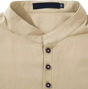 Wholesale Premium Cotton Stand Collar Modest <b>Men's</b> Loose Fit <b>Thobe</b> Islamic Eid Plus Size Floor Length Short Sleeve Quick Dry - Product Image 5