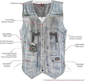 Gilet en coton pour homme, style vintage, effet usé, sans manches, fermeture éclair, col en V, décontracté, mode motard - Product Image 5