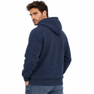 Sweat-shirt à capuche en maille gaufrée pour homme, pull thermique à manches longues, décontracté, streetwear, sports d'hiver, personnalisable, vente en gros, mode - Product Image 3