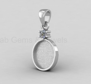 Sterling Silver 14K Gold Plated 10x12mm Oval Blank Bezel Setting Charm Pendant CZ Accent <b>Resin</b> Ashes Keepsake Jewelry Findings - Product Image 5