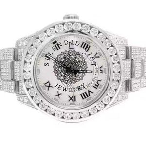 Splendide montre de luxe en diamant, 30 mm, cadran rond, quartz analogique, bracelet en acier inoxydable, verre saphir, fermoir déployant - Product Image 4