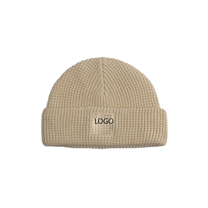 Winter Fashion <b>Waterproof</b> Waffle <b>Beanie</b> Custom Logo Unisex <b>Beanie</b> Hat Knit 100% Acrylic Material High Quality Private Tag Custom - Product Image 1