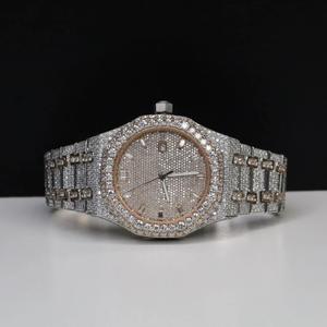 Custom Handmade Full White Gold Iced Out Dial VVS Moissanite <b>Diamond</b> Mechanical Fully Customized For Men's Wrist <b>Watch</b> - Product Image 1