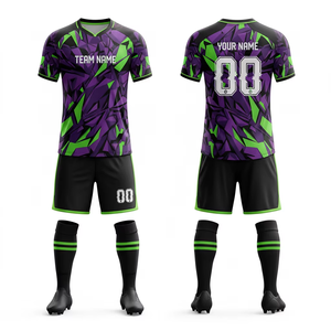 Nouveau maillot de football unisexe personnalisé de qualité supérieure avec ensemble uniforme à manches courtes, bon prix, uniformes de football en gros pour les équipes - Product Image 2