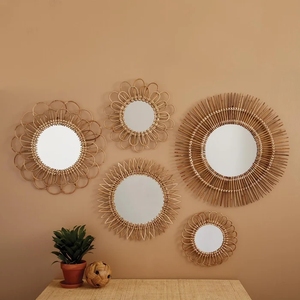 Handcrafted Bamboo Rattan Circular <b>Mirror</b> with Rope Border | Wholesale - Product Image 4
