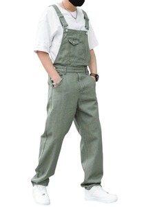 Overoles de Mezclilla para Hombre, Color Sólido, Corte Holgado, Tirantes Ajustables, Ropa de Trabajo Informal, Pantalones de Pierna Recta de Algodón, Estilo Primavera - Product Image 3