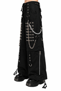 Pantalon cargo large pour homme style punk, taille haute, avec cordon de serrage et décorations rivets et chaînes, mode automne - Product Image 4
