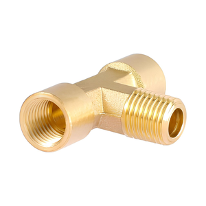 Raccord en T en laiton pour plomberie, adaptateur fileté durable à trois voies pour conduites d'eau, d'air et de gaz, système de raccordement de tuyaux NPT, quincaillerie - Product Image 1