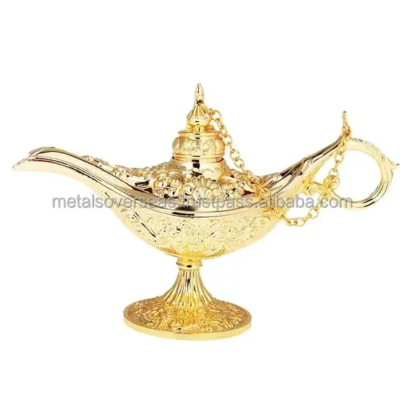 La migliore vendita in ottone inciso aladin lampada con oro rifinito Vintage Design tavolo decorativo aladino Chirag lampada stile arabico