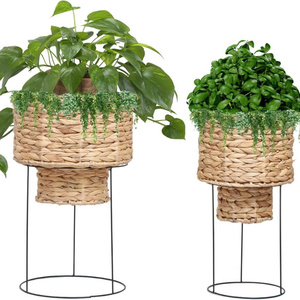 New Design Natural Water Hyacinth <b>Planter</b> Pot with Metal Stand Home Furniture and Decor Wholesale From Vietnam - Product Image 1