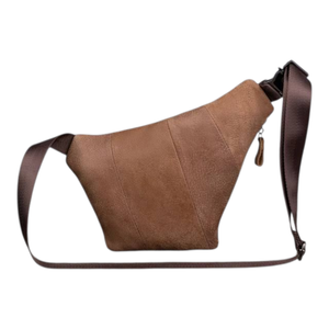 Sac de poitrine tendance au design unique, esthétique luxueuse, en cuir véritable, grande capacité, fermeture éclair, sac de voyage facile pour homme - Product Image 2
