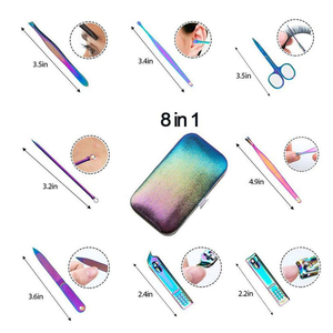 Ensemble de manucure et pédicure professionnel personnalisé 5 pièces en acier inoxydable, pousse-cuticules, ciseaux, coupe-ongles 4-en-1, beauté - Product Image 2