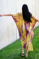 Magnifique Kaftan Indien Élégant Fait Main en Coton pour Femme, Manches Trois Quarts, Longue Robe Maxi Tie-Dye Fendue à Col en V, Prix de Gros pour l'Été