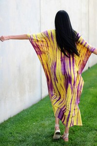 Beautiful Elegant Handmade Indian Cotton <b>Kaftan</b> Women Three Quarter Sleeve Long Maxi Tie Dye Slit V-neck <b>Summer</b> Wholesale Prices - Product Image 3