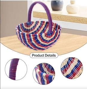 ตะกร้าปิกนิกหวายพับได้คุณภาพสูงสไตล์วินเทจอเมริกัน สำหรับงานเทศกาล งานแฮนด์เมด เป็นมิตรกับสิ่งแวดล้อม เหมาะสำหรับตั้งแคมป์ วันรำลึก/วันที่ 4 กรกฎาคม - Product Image 5